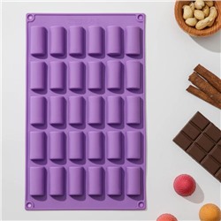 Форма силиконовая для шоколада Доляна «Батончик», 27,5×17,5 см, 30 ячеек (4×2×1,5 см), цвет МИКС