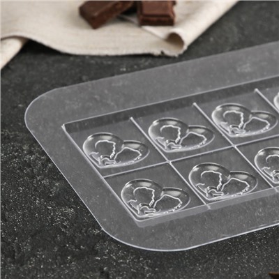 Форма для шоколада и конфет «Плитка Он и Она», 17×8,5×1 см, цвет прозрачный