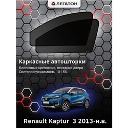 Каркасные автошторки Renault Kaptur, 2013-н.в., передние (клипсы), Leg0501