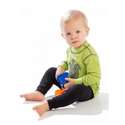 Термофутболка детская с длинным рукавом серии SOFT, цвет лайм с принтом "черепаха"