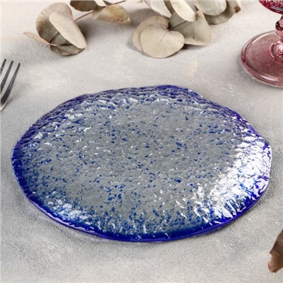 Тарелка стеклянная десертная Magistro «Голубой бриллиант», d=19,5 см