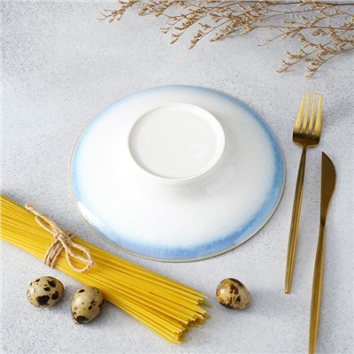 Тарелка фарфоровая для пасты Magistro «Пэвэти», 430 мл, d=21 см, цвет голубой
