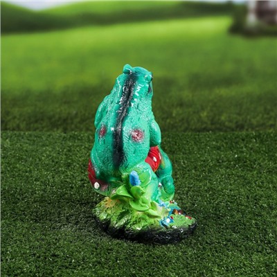 Садовая фигура "Лягушки на грибе", зелёная, гипс, 21 см