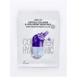 LEBELAGE - МАСКА ТКАНЕВАЯ С КОЛЛАГЕНОМ И ГИАЛУРОНОВОЙ КИСЛОТОЙ CAPSULE COLLAGEN & HYALURONIC 2X MASK PACK, 25 МЛ