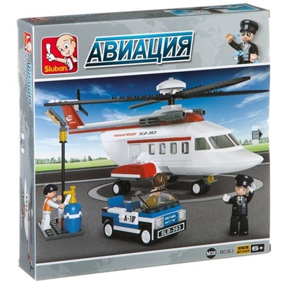 Конструктор Авиация  Вертолет, машинка M38-B0363R BOX 33*24*5,5см.,259 дет.