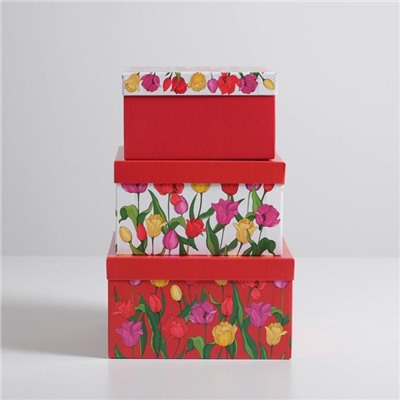 Набор подарочных коробок 3 в 1 «8 Марта», 18 × 18 × 10‒22 × 22 × 12 см