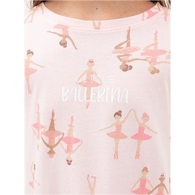 Сорочка ночная для девочек в розовом цвете с балеринами