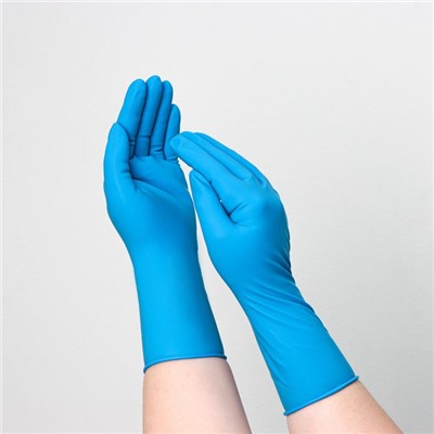 Перчатки латексные неопудренные High Risk, смотровые, нестерильные, текстурированные, размер L, 31 гр, 50 шт/уп (25 пар), цвет голубой