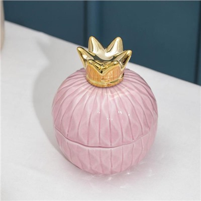 Банка для сыпучих продуктов Доляна «Золотая корона», 130 мл, цвет розовый