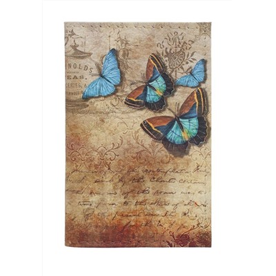 Обложка для 2-х карточек с принтом Eshemoda “Голубые бабочки”, натуральная кожа