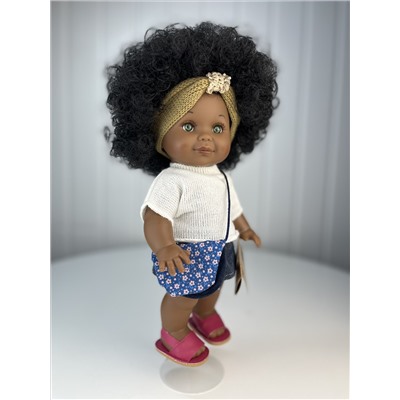 Кукла Бетти темнокожая, в джинсовой юбке и белой кофте, 30 см , арт. 31117