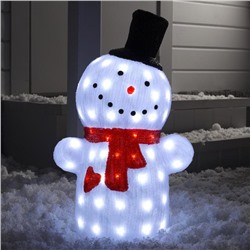 Светодиодная фигура «Снеговик в цилиндре» 25 × 60 × 25 см, акрил, 50 LED, 24 В, свечение белое