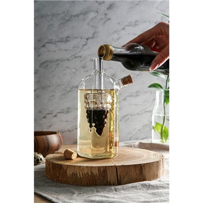 Бутыль стеклянная 2 в 1 для соусов и масла «Фьюжн. Виноград», 100/350 мл, 10,5×10,5×19,5 см