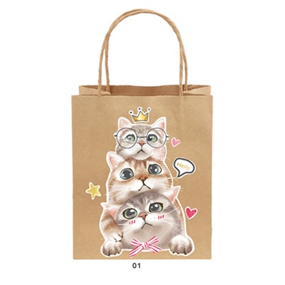 Пакет подарочный «Furry friends», three cats (21*25.5*10)