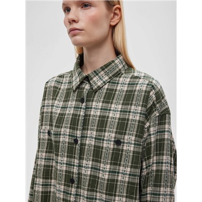 Рубашка фланелевая оверсайз 0121, зеленый