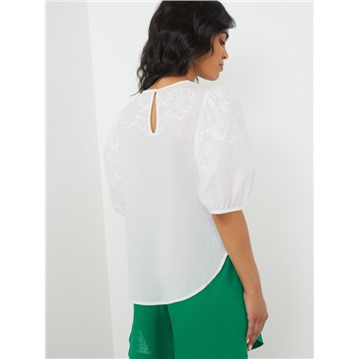 Блуза шитье с объемными рукавами