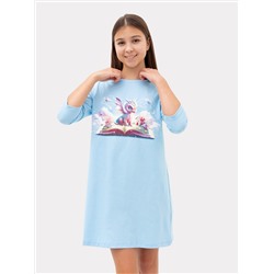 Сорочка ночная для девочек голубая с печатью