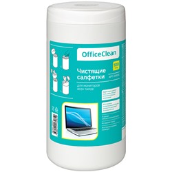 Салфетки чистящие влажные OfficeClean, для мониторов всех типов, в тубе, 100шт.