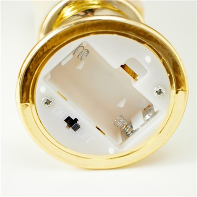 Ночник с эффектом живого пламени "Свеча малая" LED от батареек 2xААА золото 7х7х14,5 см