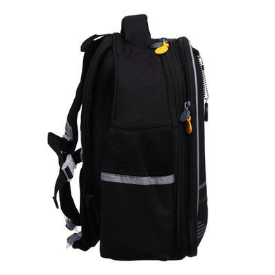 Рюкзак каркасный GoPack Education Be strong, 34,5 х 25 х 12,8 см, чёрный