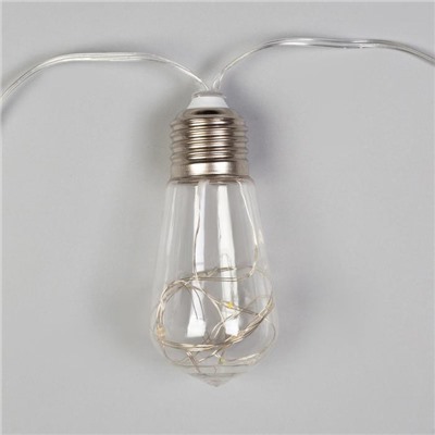Гирлянда «Нить» 3 м с насадками «Лампа», IP20, прозрачная нить, 80 LED, свечение белое, 8 режимов, 220 В