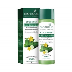 BIOTIQUE Cucumber pore tightening refreshing toner Освежающий и сужающий поры тонер для лица с экстрактом огурца 120мл