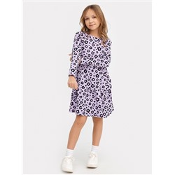 Платье для девочек светло-лиловое с принтом "леопард"