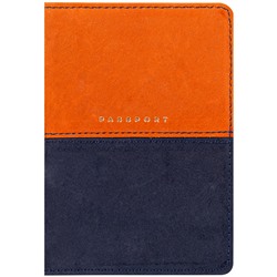 Обложка для паспорта OfficeSpace "Duo", кожа, осень+темно-синий, тиснение фольгой