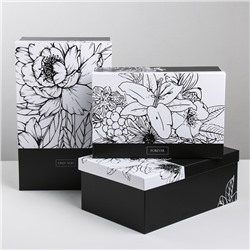 Набор подарочных коробок 3 в 1 «Чёрно-белый», 24.5 × 14.5 × 8 - 29.5 × 19.5 × 10 см