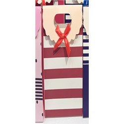 Пакет подарочный (M) "Many stripes", red (19x 9 x 27)