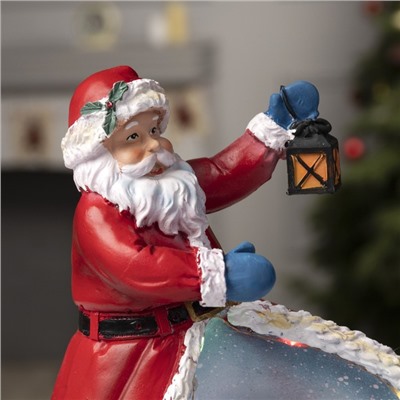 Светодиодная фигура «Дед Мороз и паровоз» 23 × 32 × 16 см, полистоун, батарейки ААх3 (не в комплекте), USB, свечение мульти (RGB)
