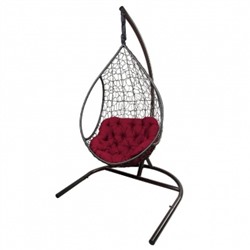 Кресло подвесное ЛИРА, цвет темно-коричневый, подушка – бордовый