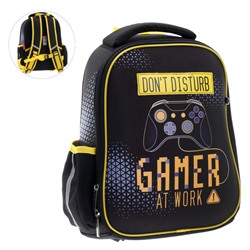 Рюкзак каркасный Hatber Ergonomic Mini Gamer, 35 х 27 х 13 см, чёрный, желтый