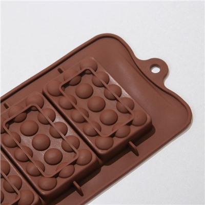 Форма силиконовая для шоколада Доляна «Мини-шоколадки», 22×11×1 см, 3 ячейки, цвет шоколадный