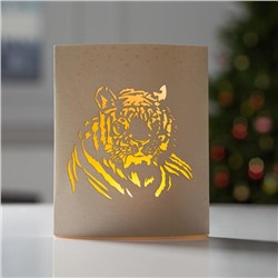 Светодиодная фигура «Тигр» 13 × 16 × 5 см, картон, батарейка ААх2 (не в комплекте), свечение тёплое белое