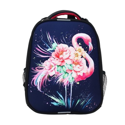 Рюкзак каркасный Probag "Фламинго", 38 х 30 х 16 см, эргономичная спинка, синий, розовый