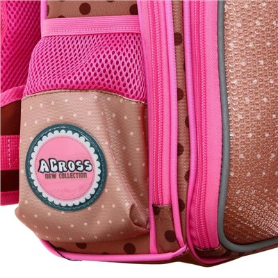 Рюкзак каркасный Across "Мороженое" + мешок для обуви, 36 х 29 х 17 см, с брелоком, пайетки