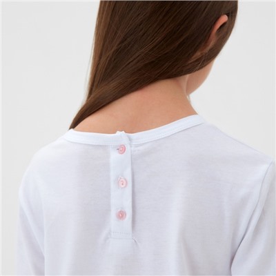 Пижама для девочки (кофта и брюки) MINAKU, цвет белый/розовый, рост 98 см
