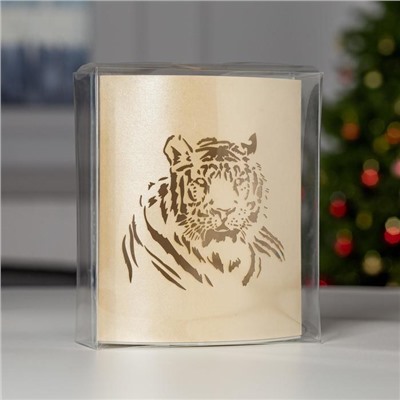 Светодиодная фигура «Тигр» 13 × 16 × 5 см, картон, батарейка ААх2 (не в комплекте), свечение тёплое белое
