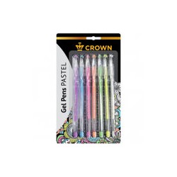 Набор гелевых ручек Crown "Hi-Jell Pastel" 07цв., 0,8мм, блистер