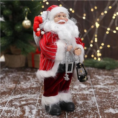 Дед Мороз "В красной полосатой шубе, с подарками" 16х30 см