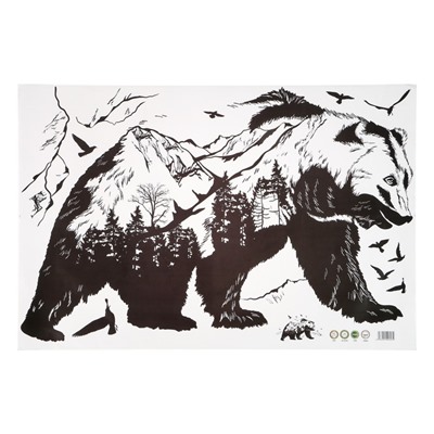 Наклейка пластик интерьерная "Медведь - царь тайги" 60х90 см