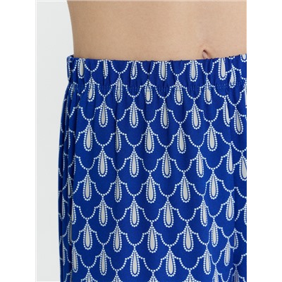 Комплект женский (жакет, брюки) синий с орнаментом