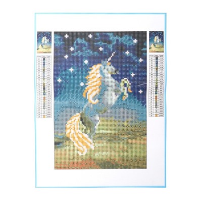 Алмазная мозаика с полным заполнением со светящимися стразами на холсте «Юникорн», 20 х 30 см