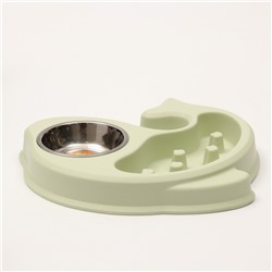 Миска «Медленное кормление» металлическая чаша на пластиковой основе, зелёная, 29,5 х 4 см, 160 мл