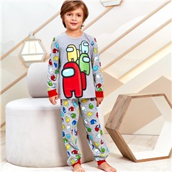 Пижама д/мал детская (фуфайка (лонгслив), брюки) Juno AW21BJ631 Sleepwear Boys серый амонг р.92-98