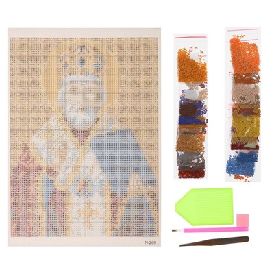 Алмазная мозаика «Святого Николая Чудотворца» 20 × 27 см