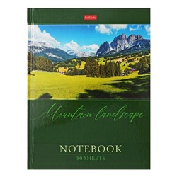 Бизнес-блокнот А5, 80 листов, в клетку "Горный пейзаж", твёрдая обложка, 5-цветный блок, блок 65г/м2