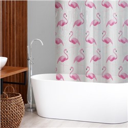 Штора для ванной комнаты SAVANNA «Фламинго», с люверсами, 180×180 см, PEVA