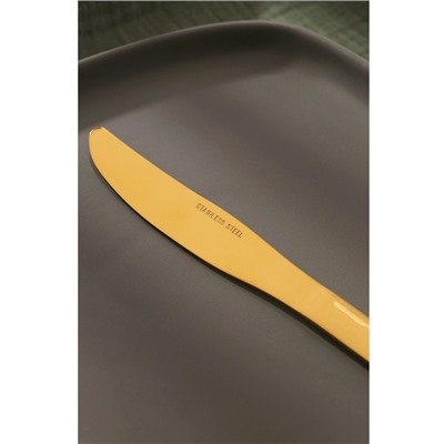 Набор ножей столовых Доляна «Голд», 23,5×2 см, 6 шт, цвет золотой